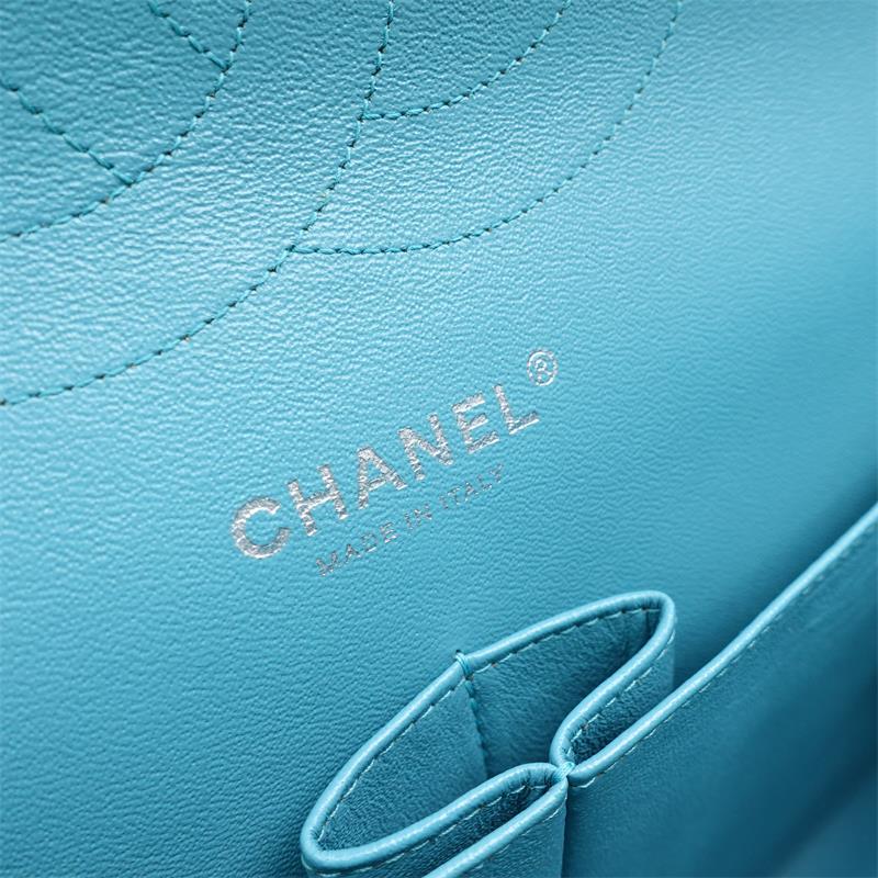 Pre-owned Chanel CF Jumbo Teal Lambskin Shoulder Bag