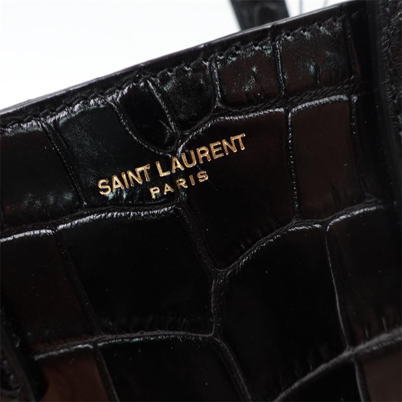 Pre-owned Saint Laurent Shopping Mini Black Calfskin Shoulder Bag