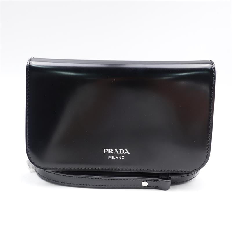 Pre-owned Prada Black Calfskin Glossy Crossbody Bag