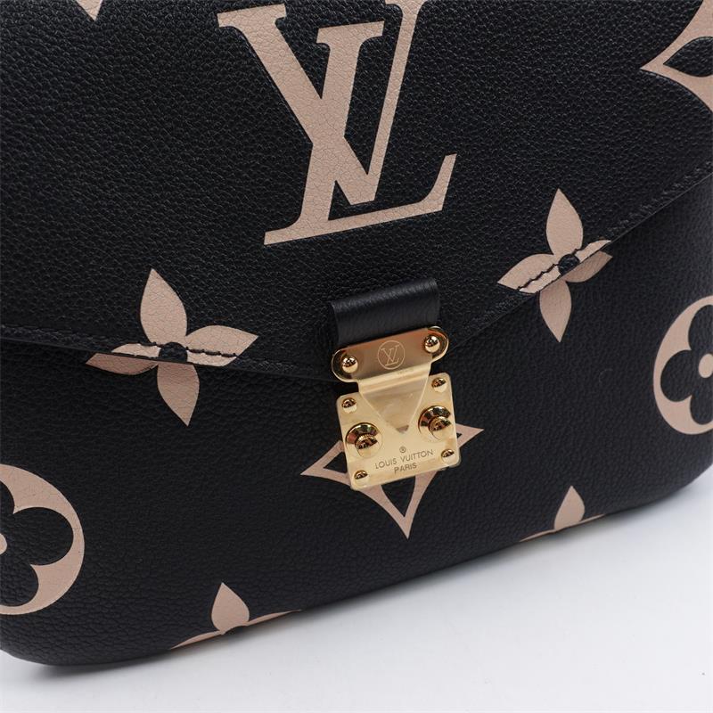 Pre-owned Louis Vuitton Metis Black Calfskin With Milktea Color Monogram Cross Body Bag