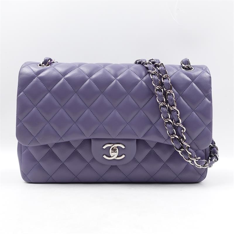 Pre-owned Chanel CF Jumbo Purple Lambskin Shoulder Bag