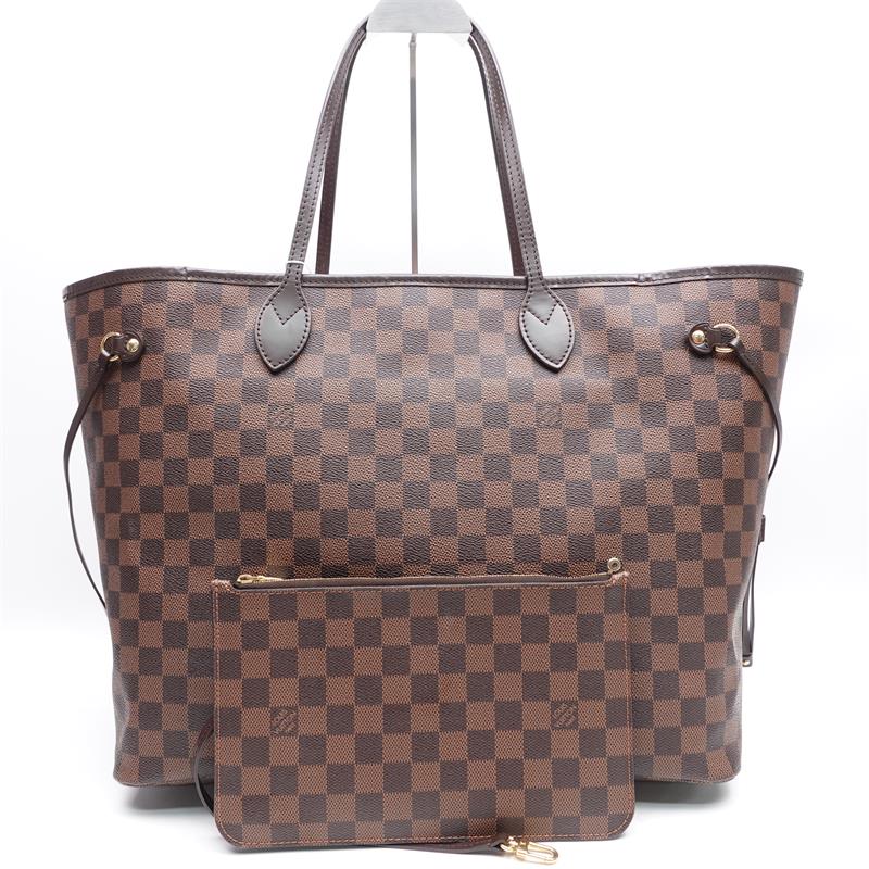 Pre-owned Louis Vuitton Shopper Bags GM Damier Ebene Coated Canvas Tote Bag With Red Interior