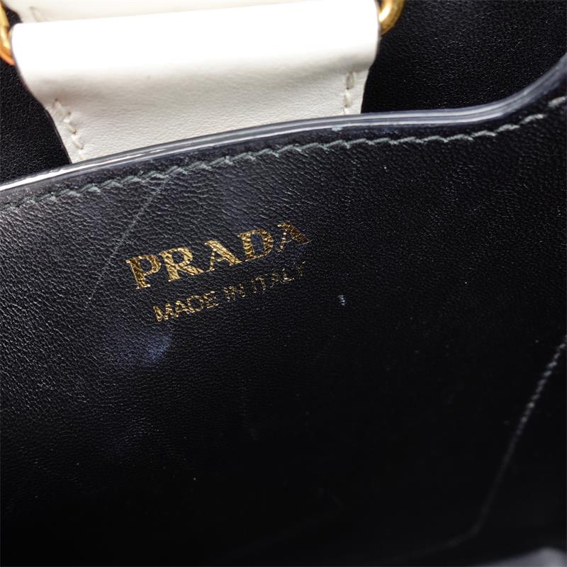 Pre-owned Prada Panier White Saffiano Leather Bucket