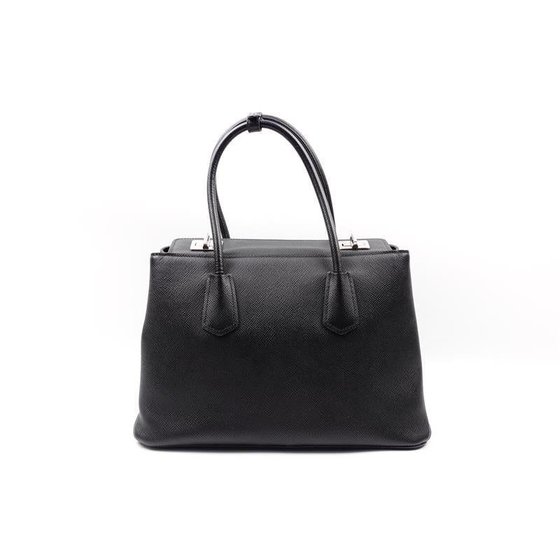 Pre-owned Prada Black Double Saffiano Leather Shoulder Bag
