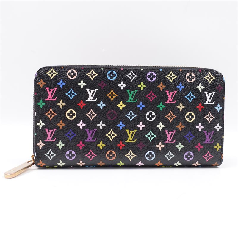 Pre-owned Louis Vuitton Canvas Small Leather Goods Louis Vuitto Zippy Black Multicolor Coated Wallet