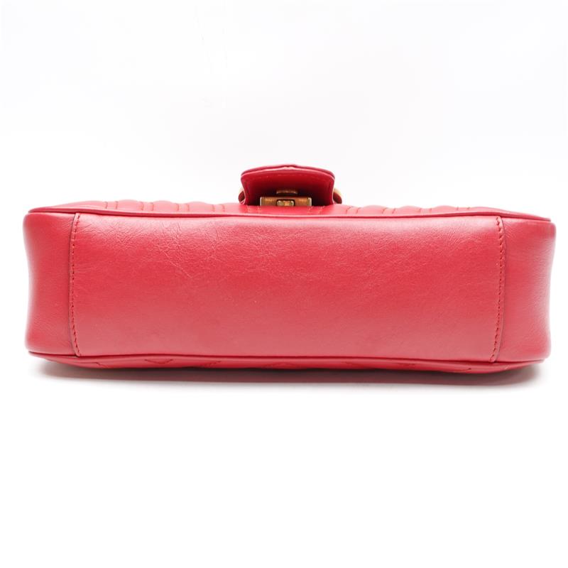 [DEAL] Pre-owned Gucci Marmont Small Red Calfskin Lether Shoulder Bag