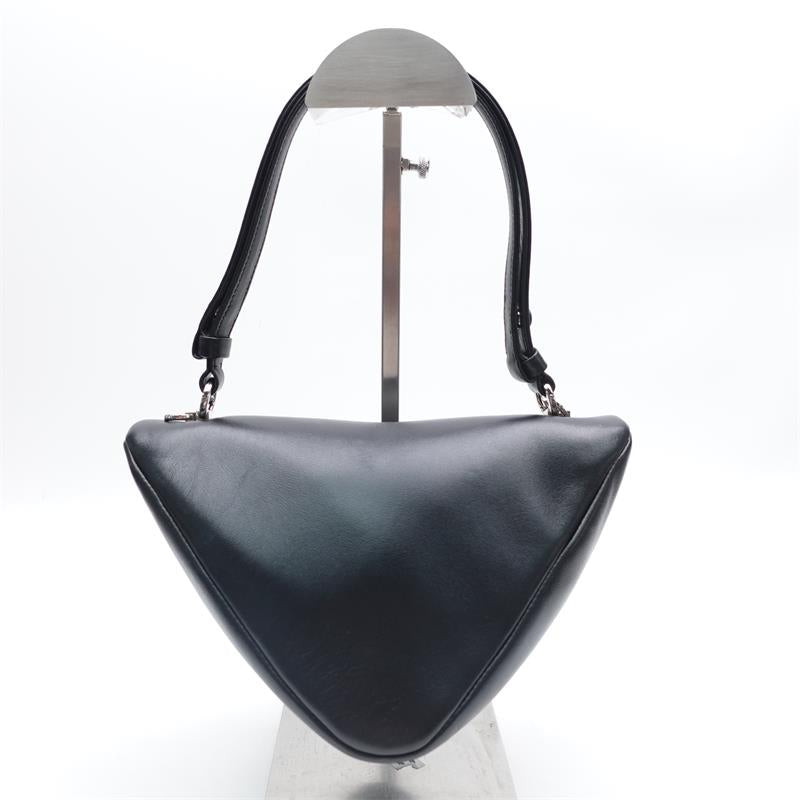 Pre-owned Prada Triangle Black Calfskin Shoulder Bag