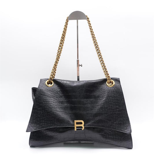 Pre-owned Balenciaga Crush Large Black Calfskin Shoulder Bag