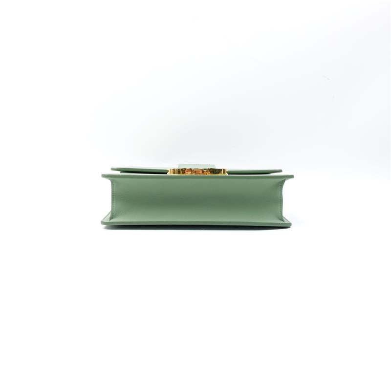 Pre-owned Dior Montaigne Green Calfskin Shoulder Bag