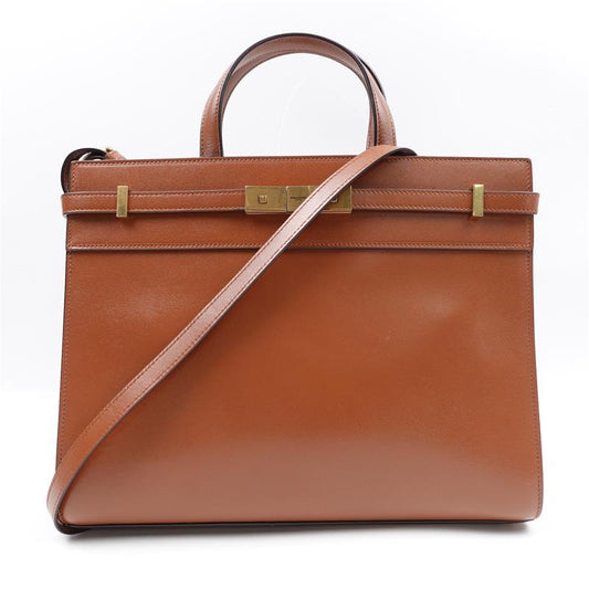 Pre-owned Saint Laurent Manhattan Brown Calfskin Handle Bag