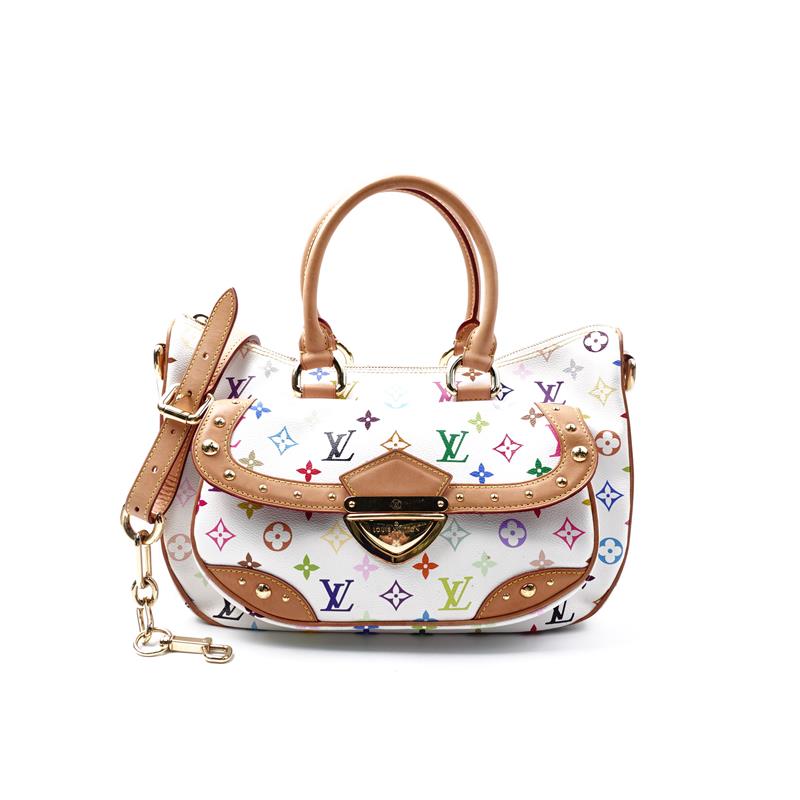 Pre-owned Louis Vuitton Rita White Multicolor Coated Canvas Shoulder Bag