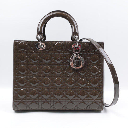 Pre-owned Dior Vernis Shoulder Bags Lady Large Olive Leather Shoudler Bag