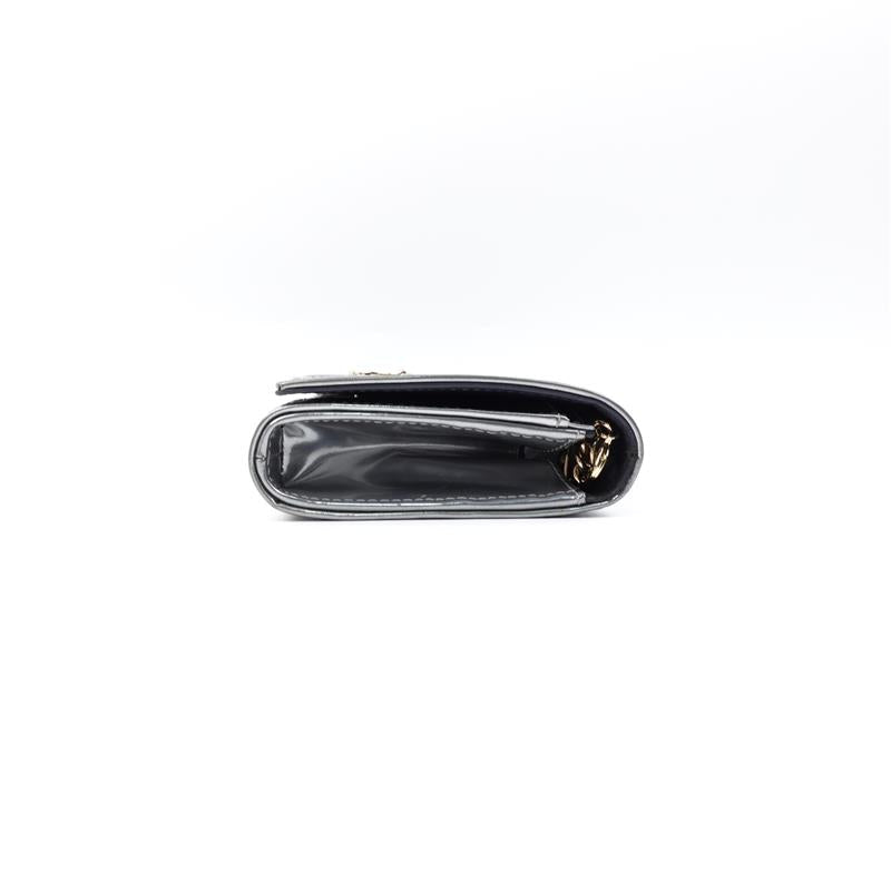 Pre-owned Dior Diorma WOC Silver Vernis Shoulder Bag
