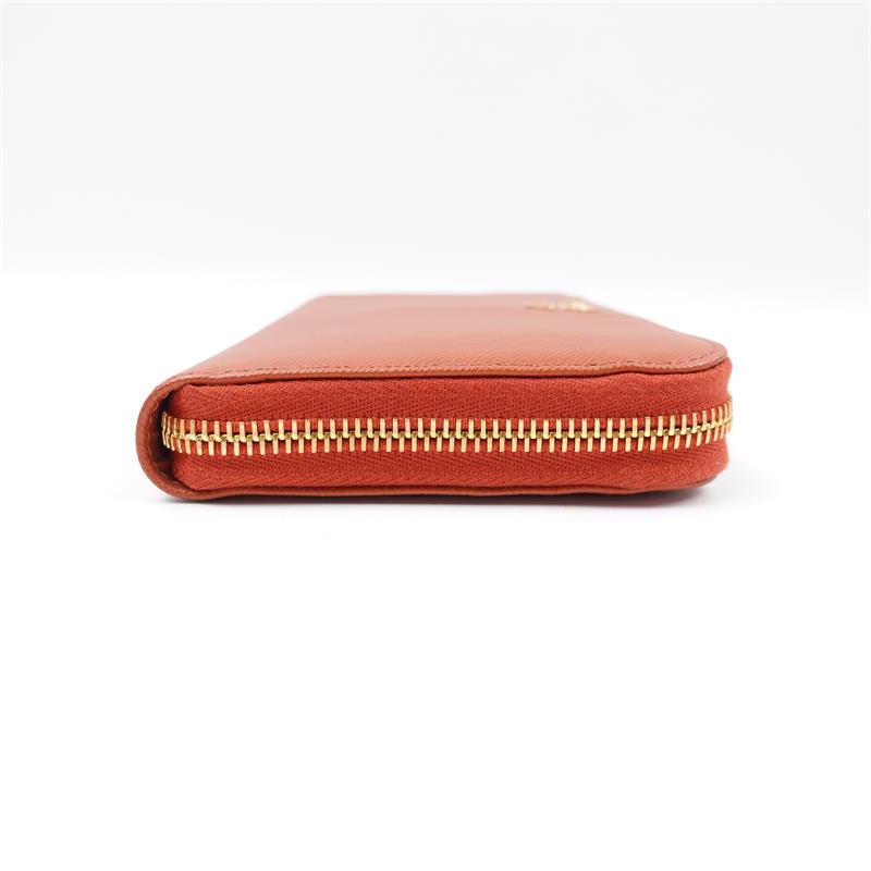 Pre-owned Prada Dirty Orange Saffiano Wallet