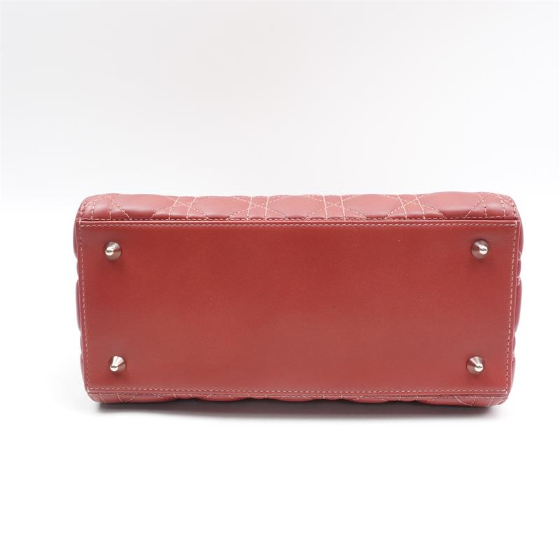 Pre-owned Dior Lady Medium Gradient Red Calfskin Shoulder Bag