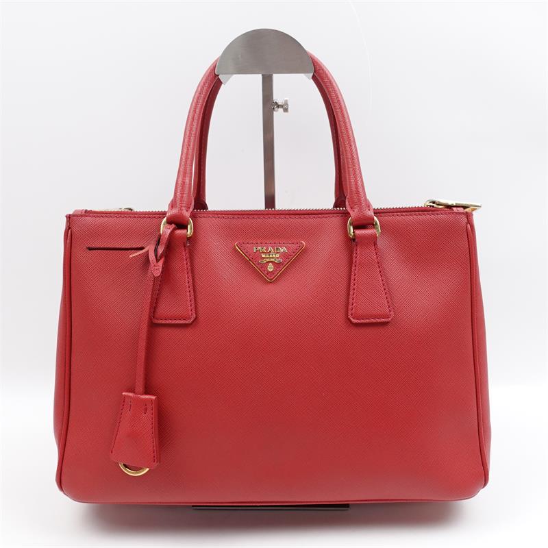 Pre-owned Prada Galleria Red Saffiano Shoulder Bag