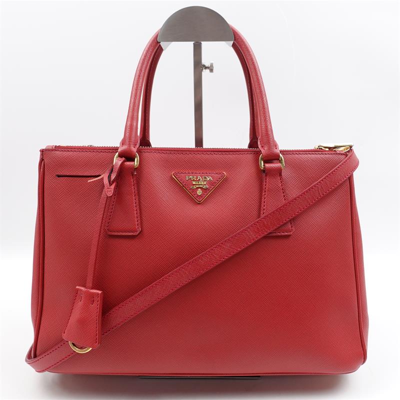 Pre-owned Prada Galleria Red Saffiano Shoulder Bag