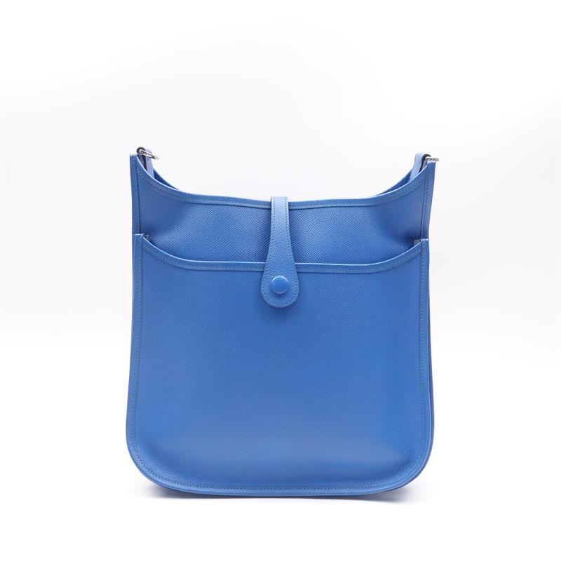 Pre-owned Hermes Evelyne PM Blue Leather Shoulder Bag