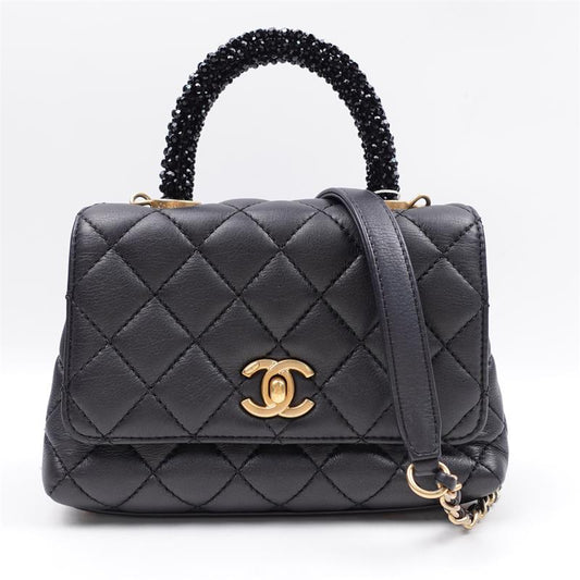 Pre-owned Chanel Coco Handle Black Calfskin Shoulder Bag