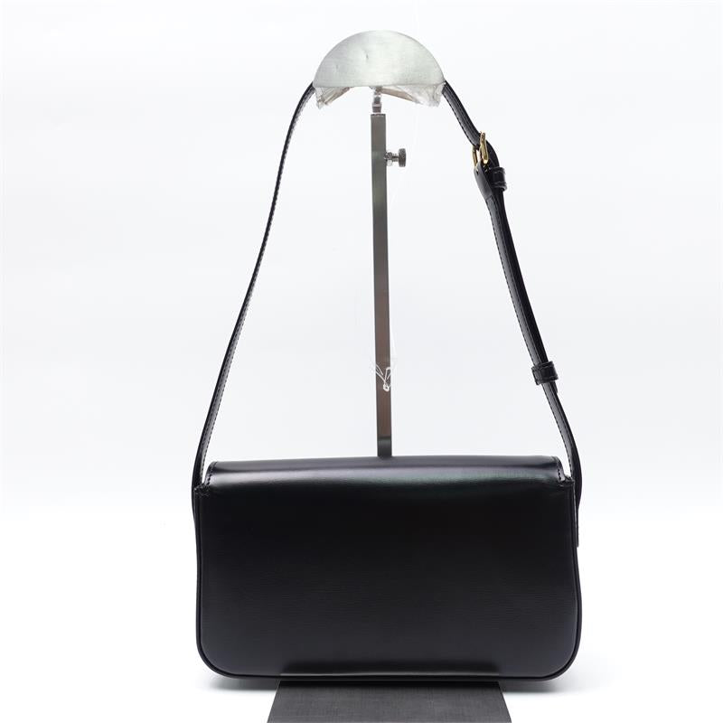 Pre-owned Celine Triomphe Black Calfskin Shoulder Bag