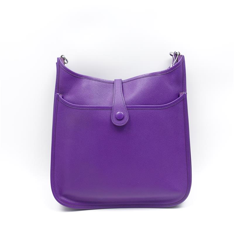 Pre-owned Hermes Evelyne PM Purple Leather Shoulder Bag