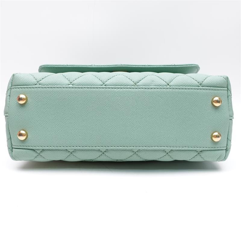 Pre-owned Chanel COCO Handle Small Mint Geen Caviar Shoulder Bag