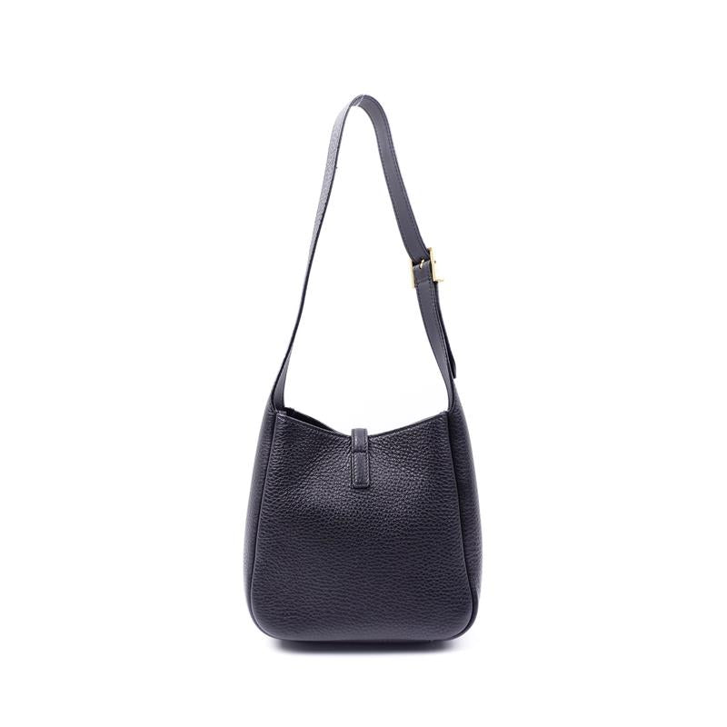 Pre-owned Saint Laurent LE 5 A 7 Black Calfskin Bucket
