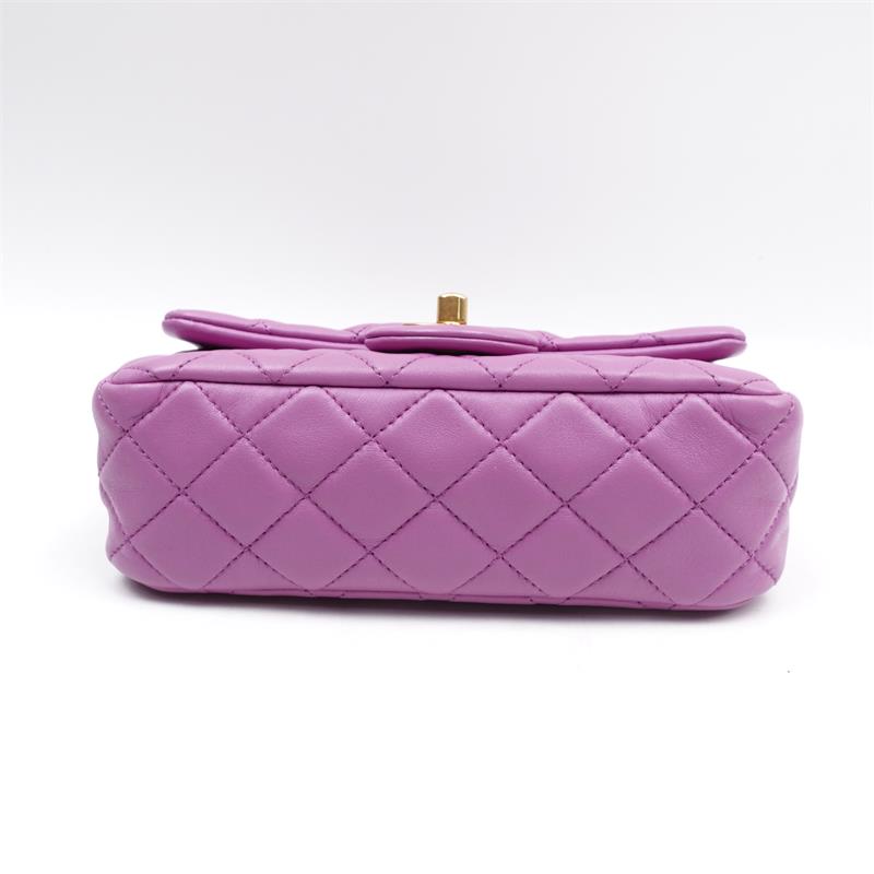 Pre-owned Chanel CF Mini Purple Gold Ball Lambskin Crossbody Bag