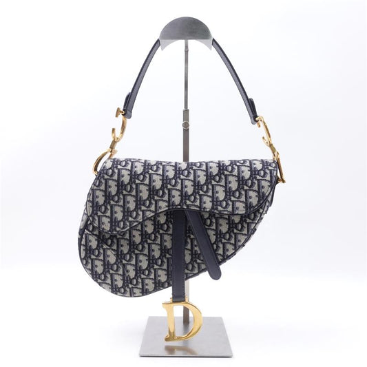 Pre-owned Dior Daddle Small Oblique Blue Canvas Shoulder Bag