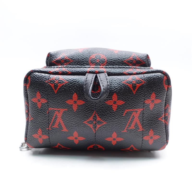 Pre-owned Louis Vuitton Palm Spring Mini Red Monogram Black Coated Canvas Backpack