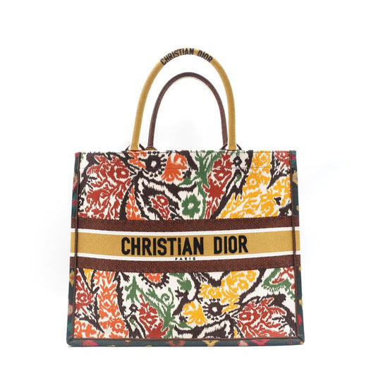 Dior Book Tote Multicolor Paisley Embroidered Canvas Large Handbag-TS