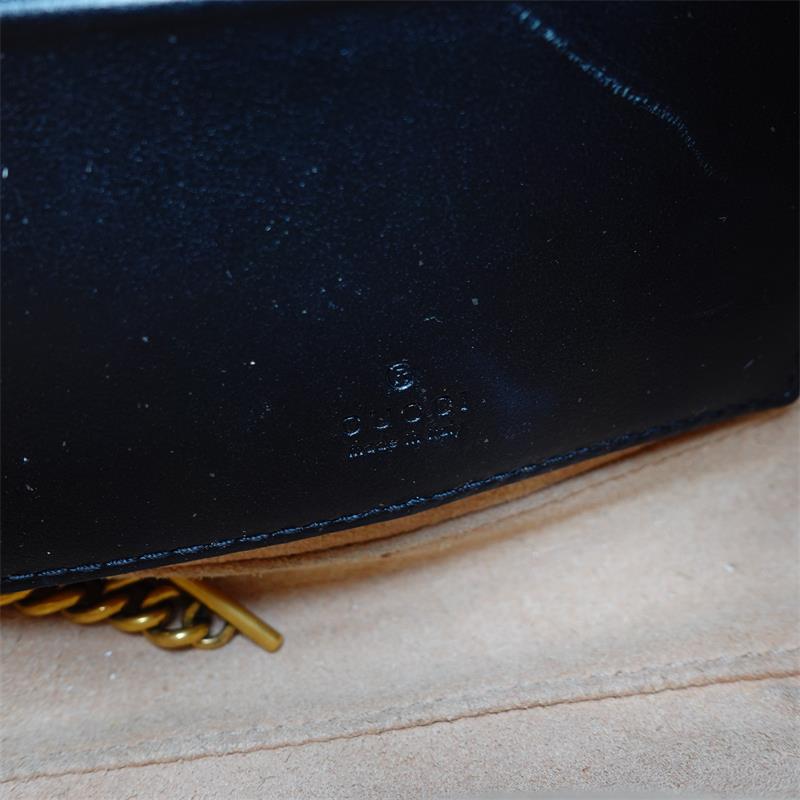 Pre-owned Gucci GG Marmont  Black Calfskin Shoulder Bag