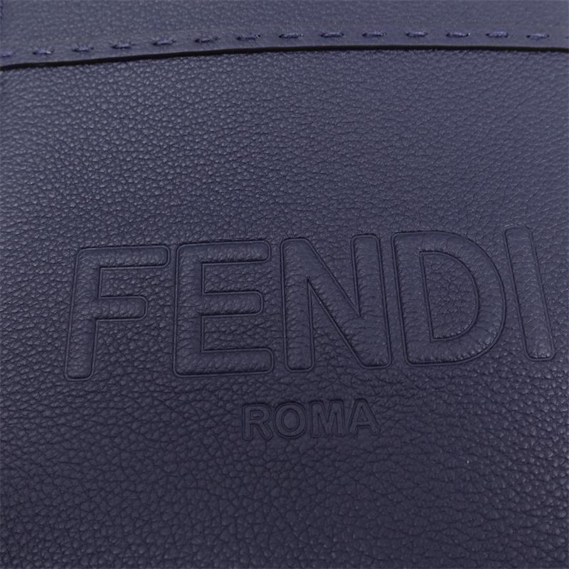 Pre-Owned Fendi Roma Blue Leather Shoulder Bag