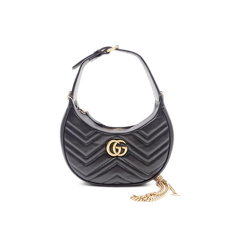 Pre-owned Gucci GG Marmont  Black Calfskin Shoulder Bag
