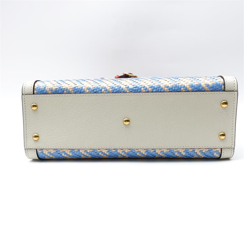 Pre-owned Gucci Diana Medium White Canvas Shoulder Bag