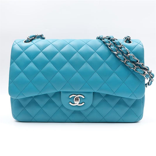 Pre-owned Chanel CF Jumbo Teal Lambskin Shoulder Bag