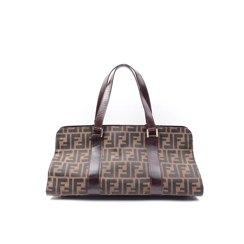 Pre-Owned Fendi Boston Brown FF Canvas Tote Bag