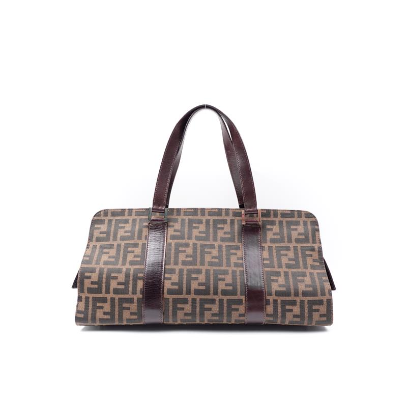 Pre-Owned Fendi Boston Brown FF Canvas Tote Bag
