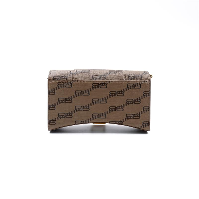 Pre-owned Balenciaga Hourglass Brown Coated Canvas Shoulder Bag
