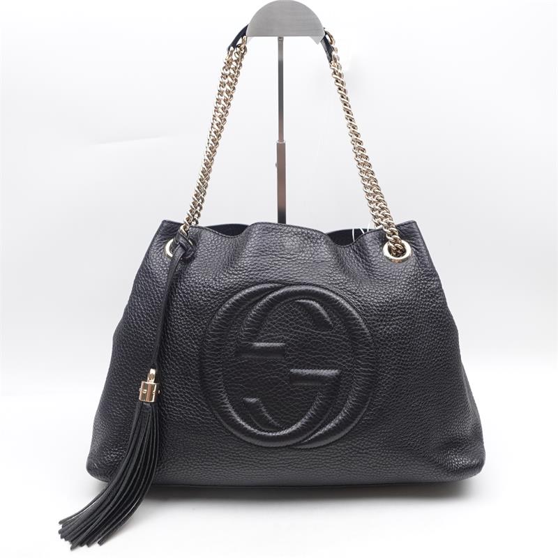 Pre-owned GUCCI calfskin Shopper Bags SOHO Black Shopping Tote