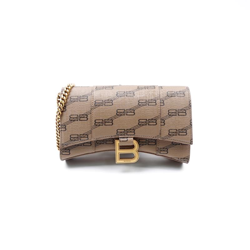 Pre-owned Balenciaga Hourglass Brown Coated Canvas Shoulder Bag