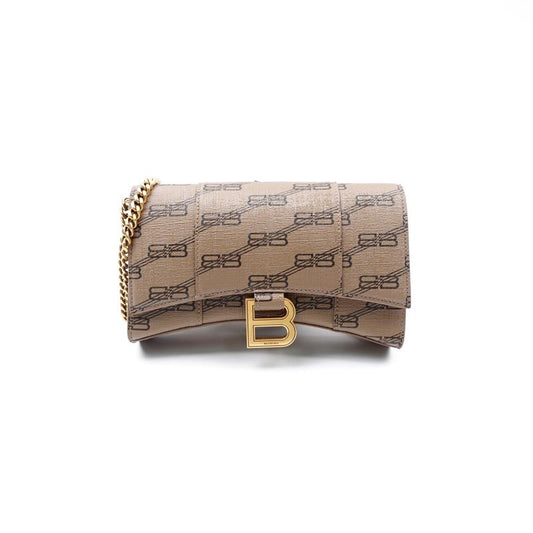 Pre-owned Balenciaga Hourglass Brown Coated Canvas Shoulder Bag