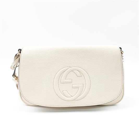 Pre-owned Gucci Small Soho White Leather Chain Bag