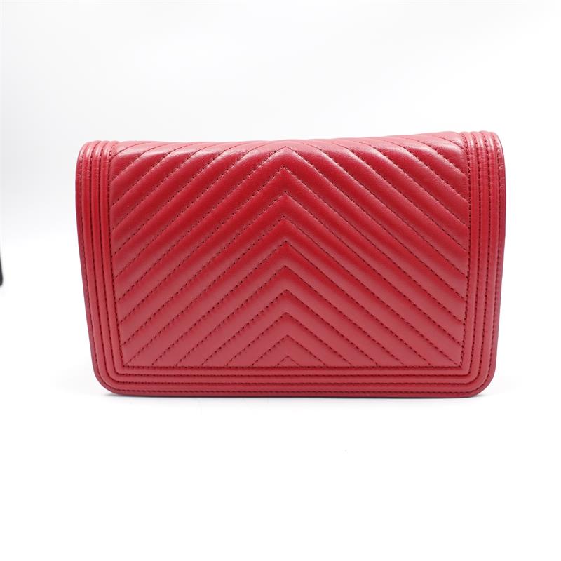 Pre-owned CHANEL Calfskin Shoulder Bags Leboy WOC Red Shoulder Bag