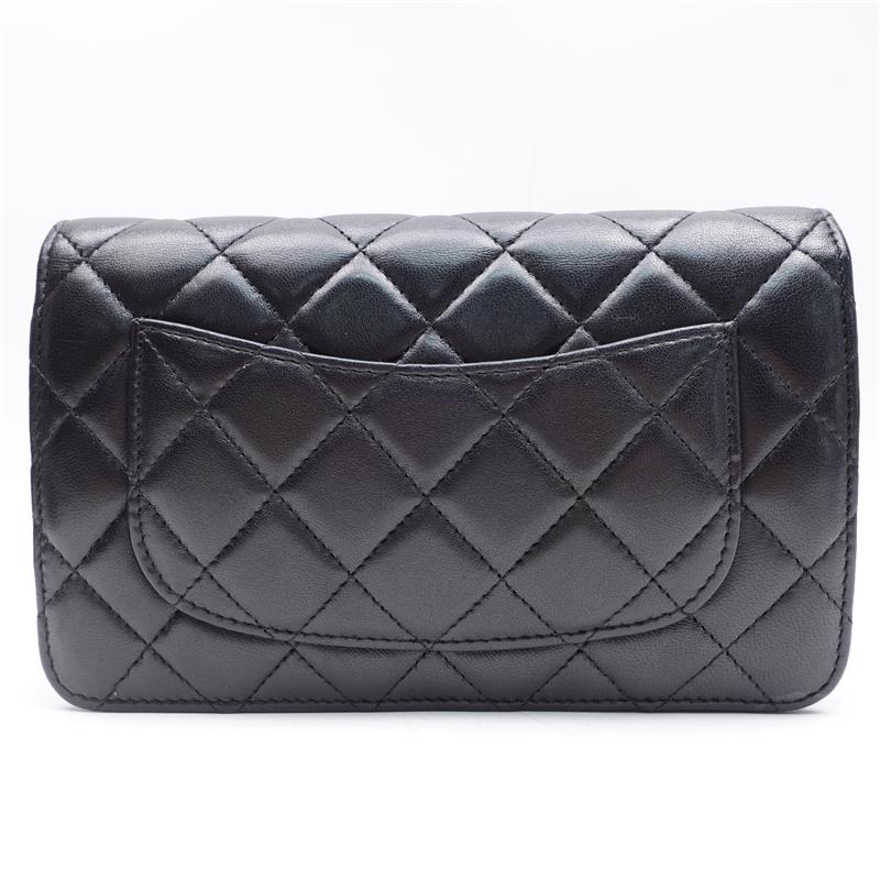 Pre-owned Chanel WOC Black & Gold Lambskin Shoulder Bag