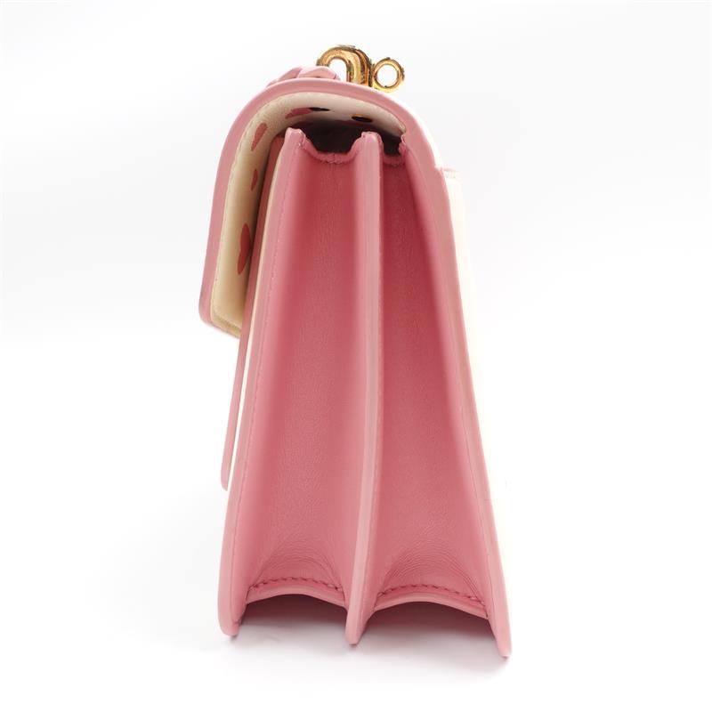 Pre-owned Bvlgari Serpenti Forever Cream & Pink Calfskin Shoulder Bag