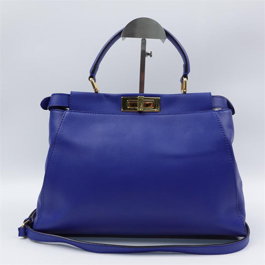 Pre-owned Fendi Peekaboo Blue Calfskin Handle Bag