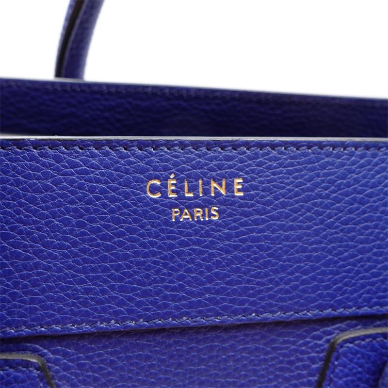 Pre-owned Celine Luggage Micro Blue Calfskin  Tote