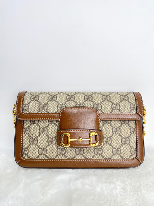 Pre-owned Gucci Horsebit 1955 Monogram Coated Canvas Shoulder Bag