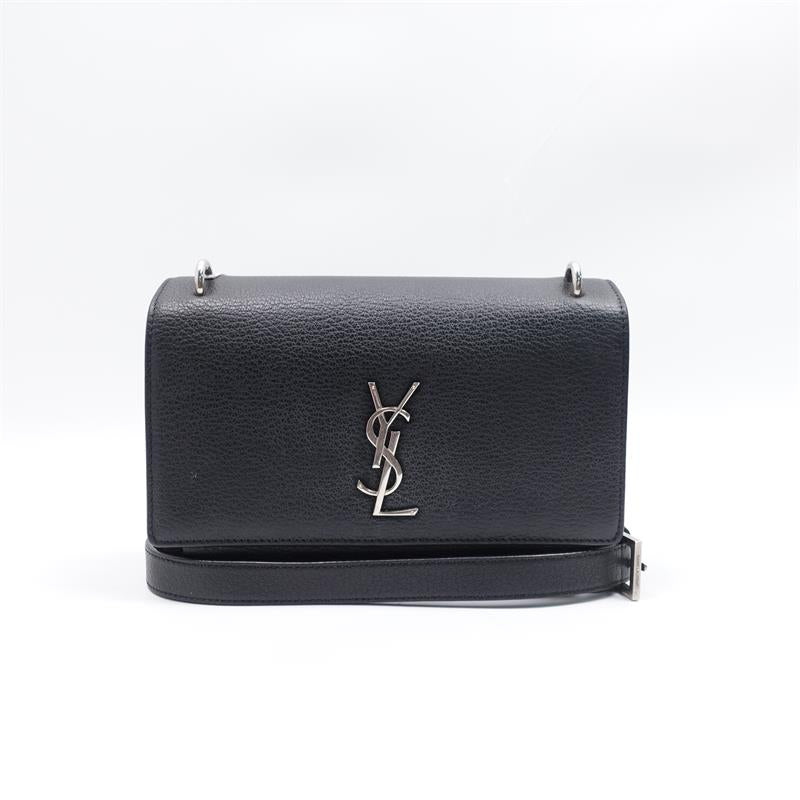 Pre-owned Saint Laurent Sunset Black Calfskin Shoulder Bag